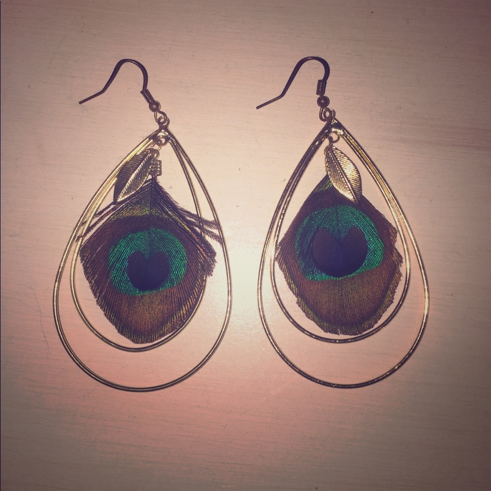 PEACOCK FEATHER EARRINGS